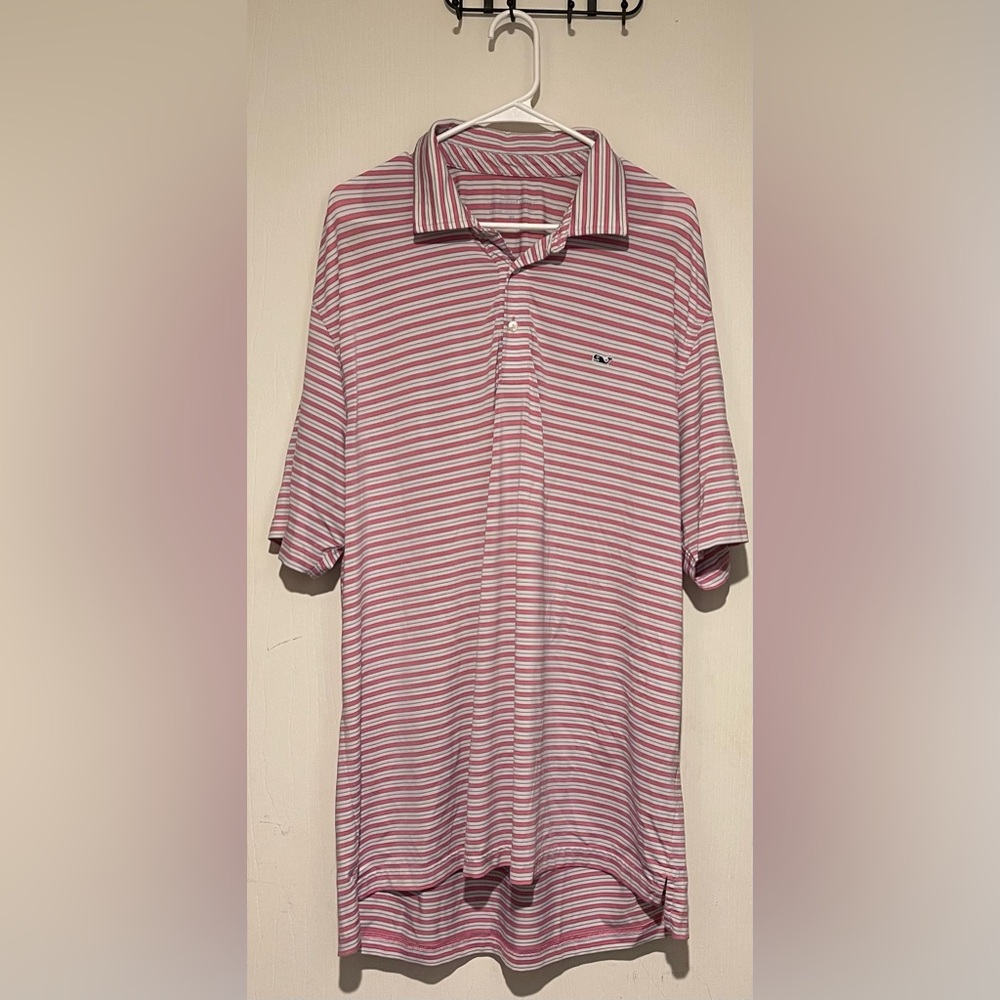 Vineyard Vines Pink Striped Polo Shirt Golf Button Up XL